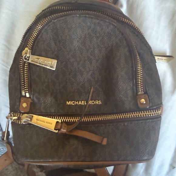 New MK Brown Patterned Mini Backpack - Picture 9 of 12